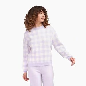 Naadam Lavender Lilac Purple Cashmere Gingham Sweater